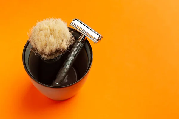 Conjunto Acessórios Para Barbear Molhado Masculino Clássico — Fotografia de Stock