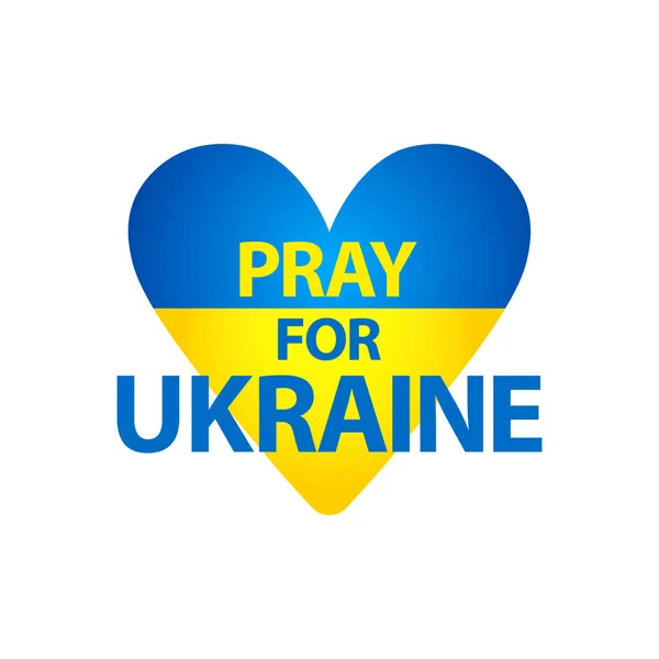 Ukrainian Flag Heart Shape Pray Ukraine Sign Vector Illustration — стоковий вектор