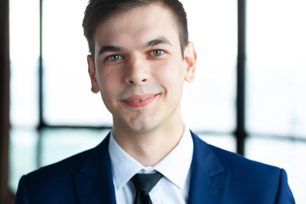 Portrait Young Happy Handsome Business Man Looking Camera — Stockfoto