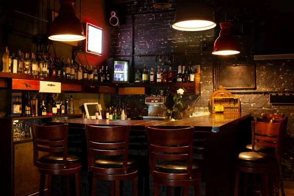 Interno Scuro Lunatico Del Moderno Pub Europeo — Foto Stock