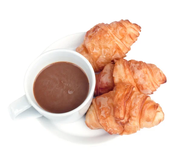 Croissant mit Kaffee. — Stockfoto