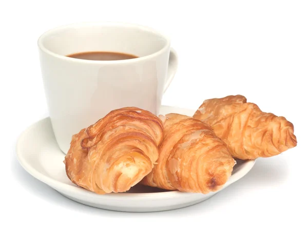 Croissant met koffie. — Stockfoto
