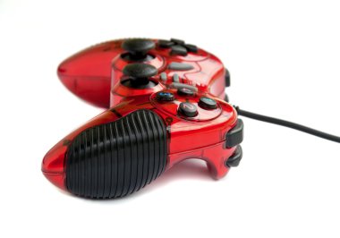 Kırmızı joystick oyun kumandası .