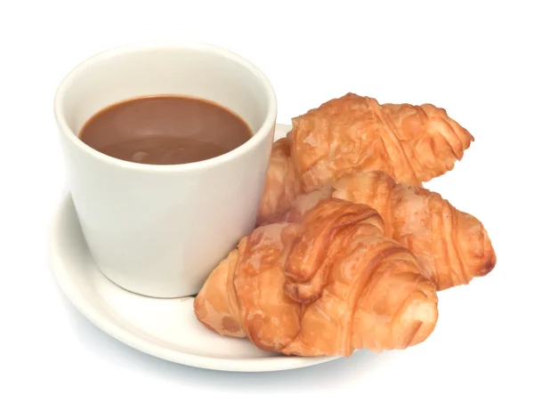 Croissant met koffie. — Stockfoto