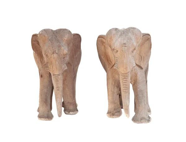 Wood carving elephants Royalty Free Stock Images
