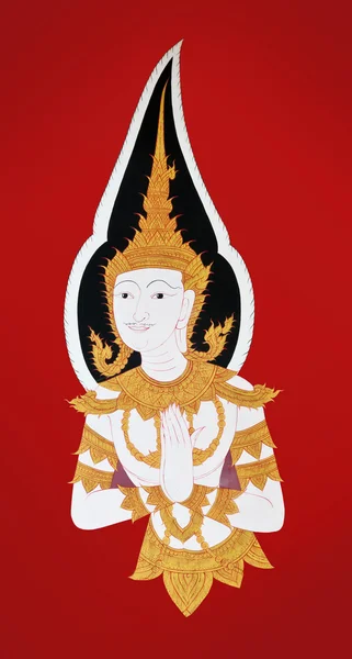 Buddhistickými nástěnnými malbami — Stock fotografie