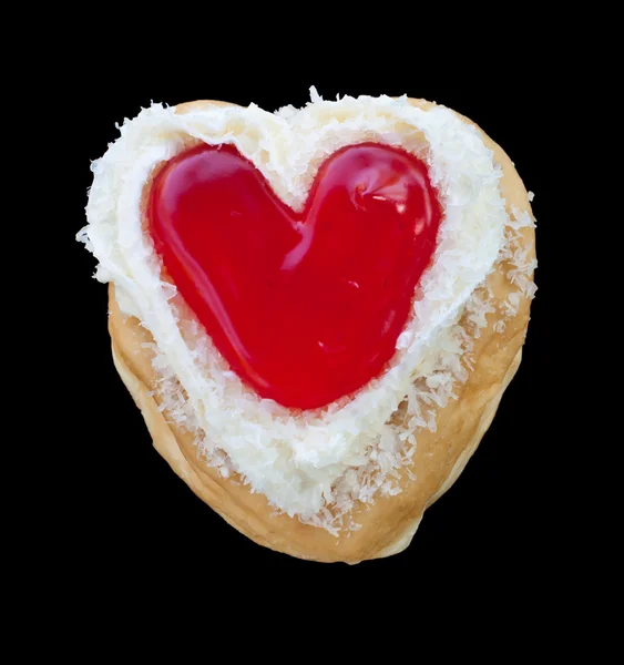 Red heart shape of donut. — Stock Photo, Image