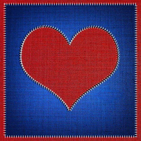 Costura de tecido de coração . — Fotografia de Stock