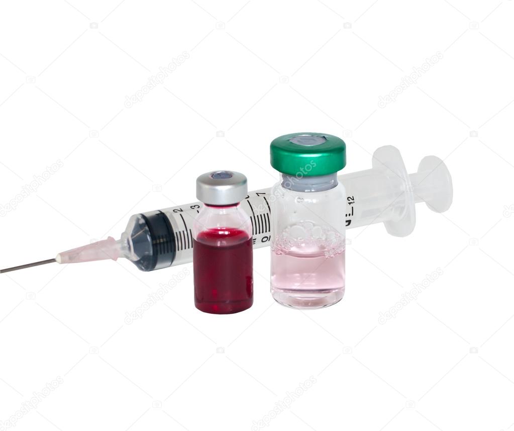 medical ampoules and syringe.