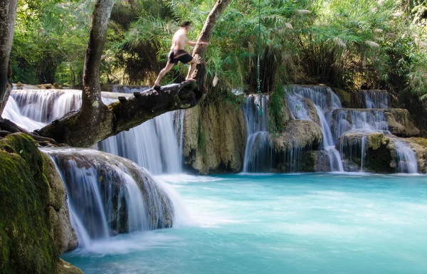 Tad Kwang Sri Waterfall , Luang Prabang Province, Loa. — Stock Photo, Image