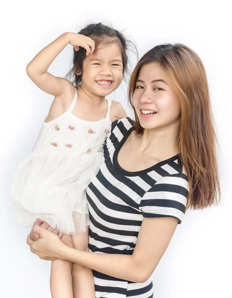 Feliz asiática niña con su madre . — Foto de Stock