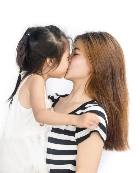 Feliz asiática niña con su madre . — Foto de Stock