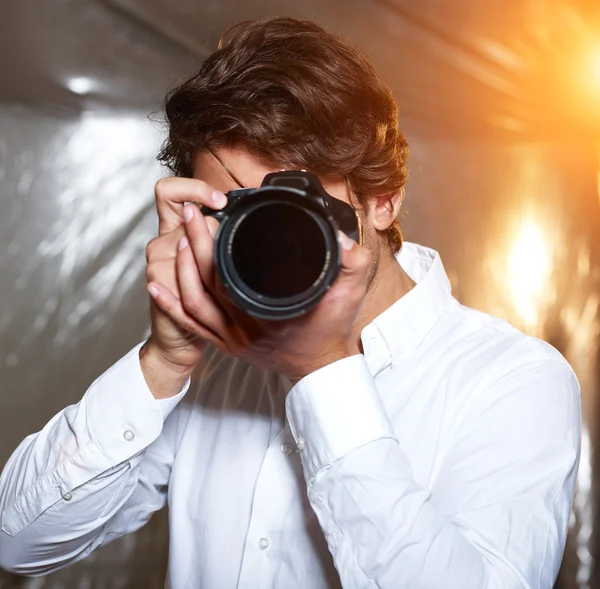 Young handsome photographer — Stock Photo, Image
