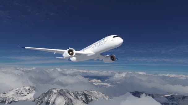 氢填充了H2飞机在天空中飞行 未来H2能量的概念 3D渲染 — 图库视频影像