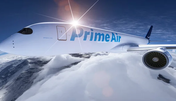 Amazon Prime Αεροπορικές Εμπορικές Μεταφορές Φορτίου Αεροπλάνο Που Φέρουν Στον — Φωτογραφία Αρχείου
