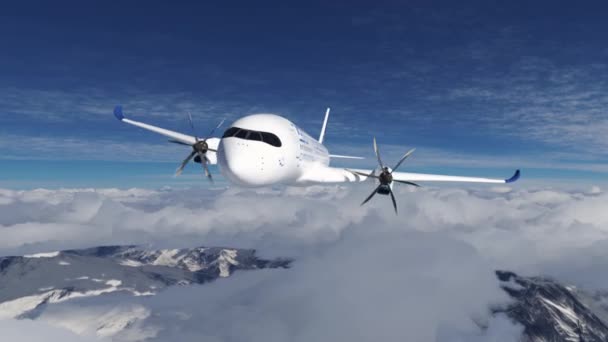 水素は空を飛ぶH2飛行機を満たす 将来のH2エネルギー概念 3Dレンダリング — ストック動画