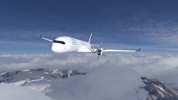 Wasserstoffgefülltes Flugzeug Himmel Zukünftiges Energiekonzept Darstellung — Stockvideo