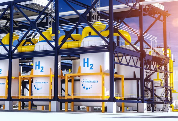 Producción Energía Renovable Hidrógeno Gas Hidrógeno Para Instalaciones Solares Eólicas —  Fotos de Stock