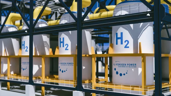 Producción Energía Renovable Hidrógeno Gas Hidrógeno Para Instalaciones Solares Eólicas — Foto de Stock