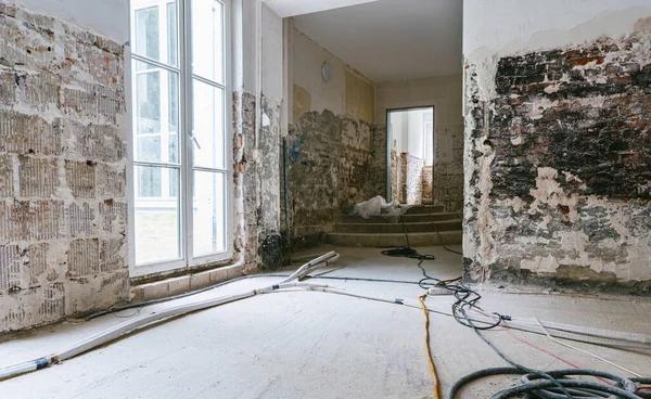Reconstruction Ancien Appartement Immobilier Prêt Être Rénové Après Les Inondations — Photo