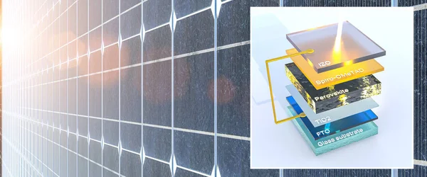 Иллюстрация Современного Перовскитового Высокопроизводительного Модуля Солнечных Батарей Высокоэффективной Переработки Фотонов — стоковое фото