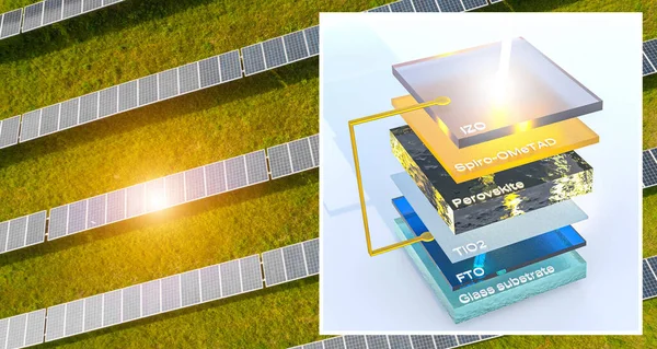 Ilustración Moderno Módulo Células Solares Alto Rendimiento Perovskite Para Reciclaje — Foto de Stock