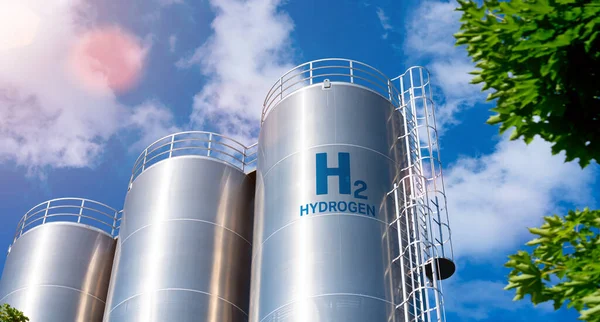 Hydrogen Renewable Energy Production Hydrogen Gas Clean Electricity Solar Windturbine — Stock Photo, Image