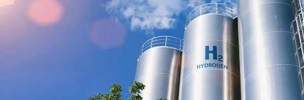 Παραγωγή Ανανεώσιμης Ενέργειας Υδρογόνου Αέριο Υδρογόνου Για Καθαρή Ηλεκτρική Ενέργεια — Φωτογραφία Αρχείου