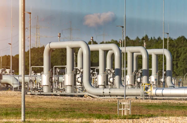 Sobre Terra Gás Gnl Sistema Gasoduto Gpl Posto Gasolina Natural — Fotografia de Stock