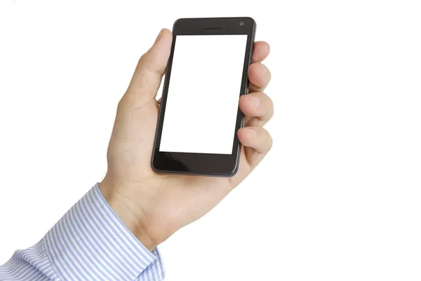 Holding Mobile Smart Phone In Hand — Stock Photo, Image