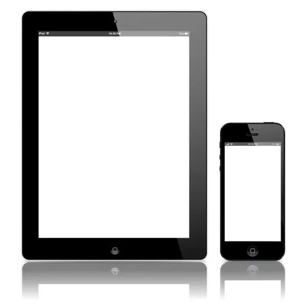 Tablet Black Business e Smart Phone in stile iPad e iPhone — Vettoriale Stock