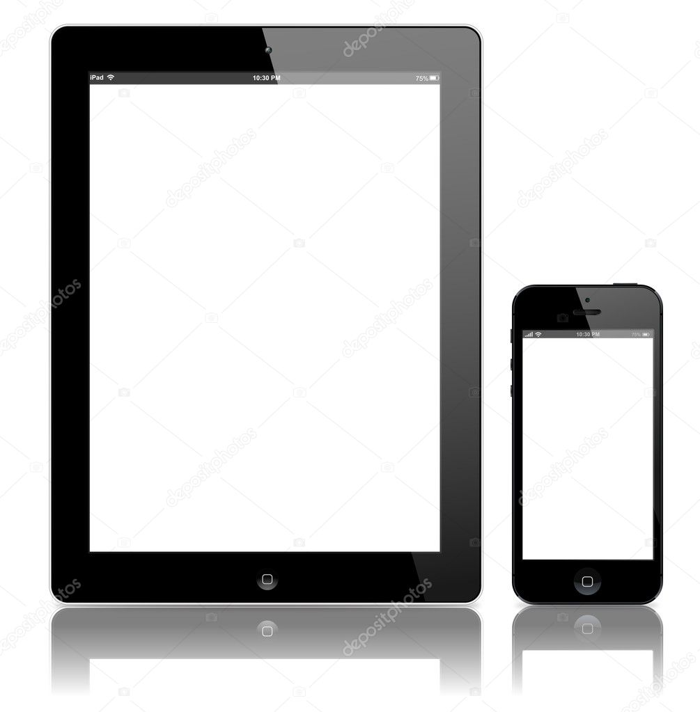 Black Business Tablets And Smart Phone In iPad And iPhone Style