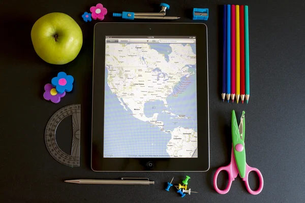 Ipad 3 with school accesories — Stock Photo, Image