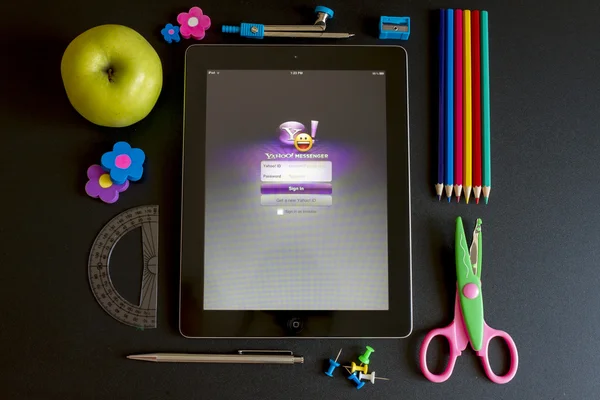 Ipad 3 with school accesories — Stock Photo, Image