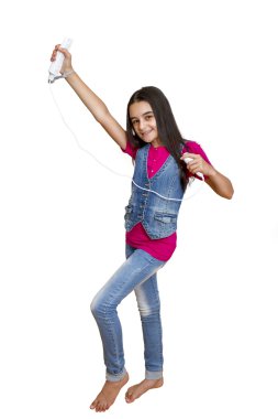 Teenage girl playing video games clipart