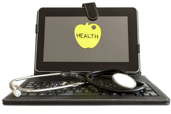 Digitale tablet pc en stethoscoop, gezondheid concept — Stockfoto