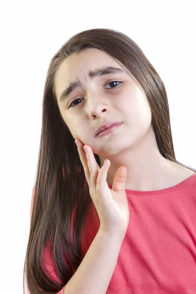 Девочка с зубной болью — стоковое фото