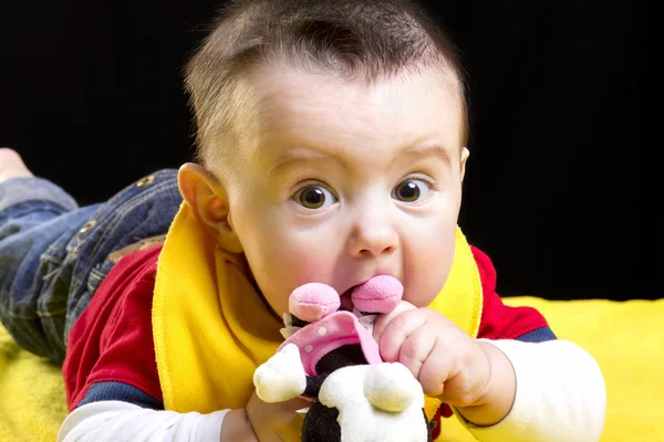 Baby boy playing with toy — Stock Photo, Image