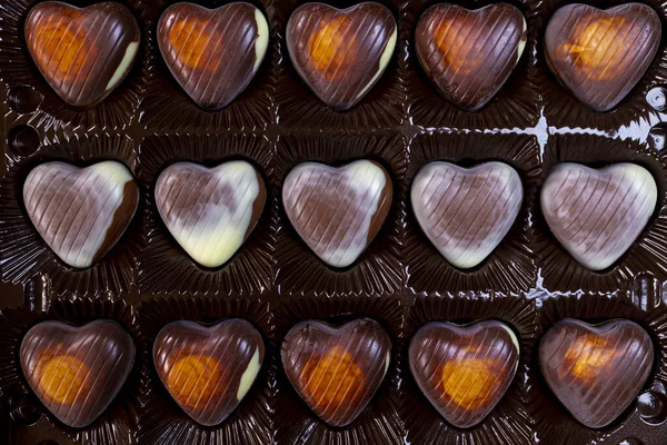 발렌틴 Valentines Day 심장은 초콜릿을 — 스톡 사진