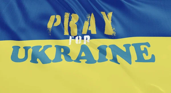 Ukrajna Zászló Integetett Animáció Imádkozz Ukrajnáért Szöveg Állítsa Meg Háború — Stock Fotó