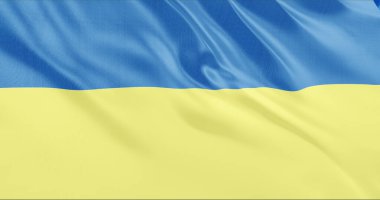 Ukrayna bayrağı 3D animasyon sallıyor. Ukrayna bayrağı