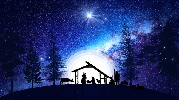 Christmas Scene Animation Twinkling Stars Nativity Characters Nativity Christmas Story 스톡 사진