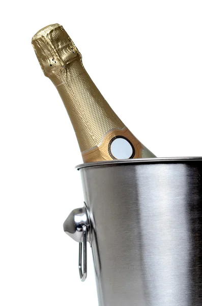 Bottle of champagne in bucket — Stock Photo, Image