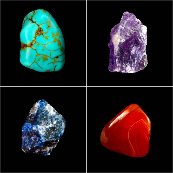 Colagem Várias Rochas Minerais Pedras — Fotografia de Stock