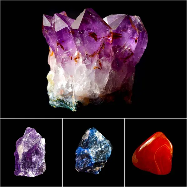 Collage Varias Rocas Minerales Piedras —  Fotos de Stock