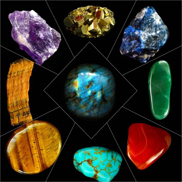 Çeşitli Mineral Kaya Taşlardan Oluşan Kolaj — Stok fotoğraf