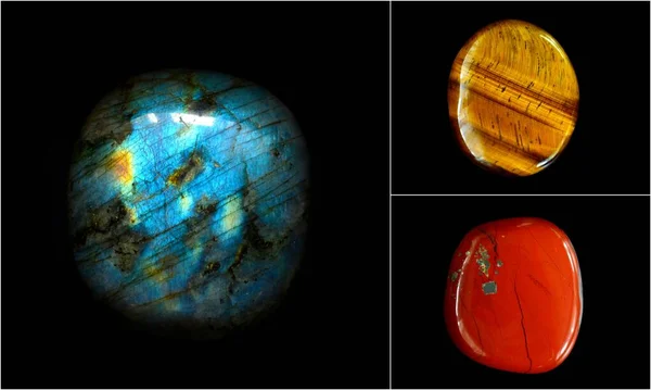 Collage Van Verschillende Minerale Rotsen Stenen — Stockfoto
