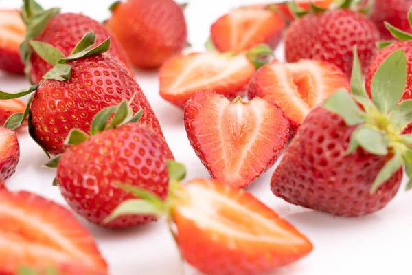 Fresh Strawberries Isolated White Background Healty Eating Concept - Stok İmaj