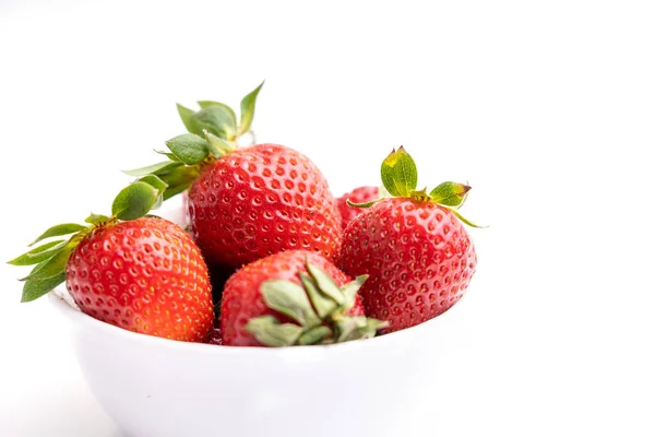 Fresh Strawberries Isolated White Background Healty Eating Concept Royaltyfria Stockbilder