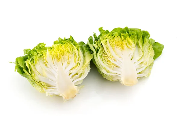 Friss Zöld Saláta Fehér Háttérrel Egészséges Étkezési Koncepció Vegetáriánus Életmód — Stock Fotó